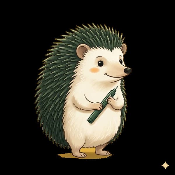 Mascote acolhedor segurando uma caneta GLP-1